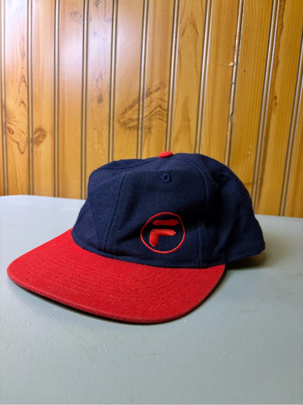 Fila Navy and Red Baseball Cap with Embroidered Logo